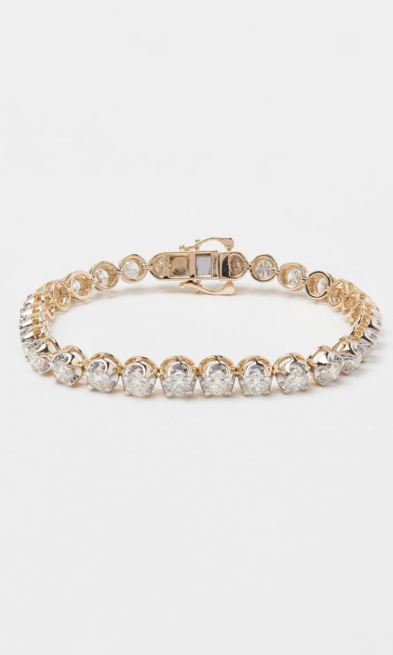 Hogans Family Jewellers 14K YWG 9.05ct Round Brilliant Cut Diamond Tennis Bracelet