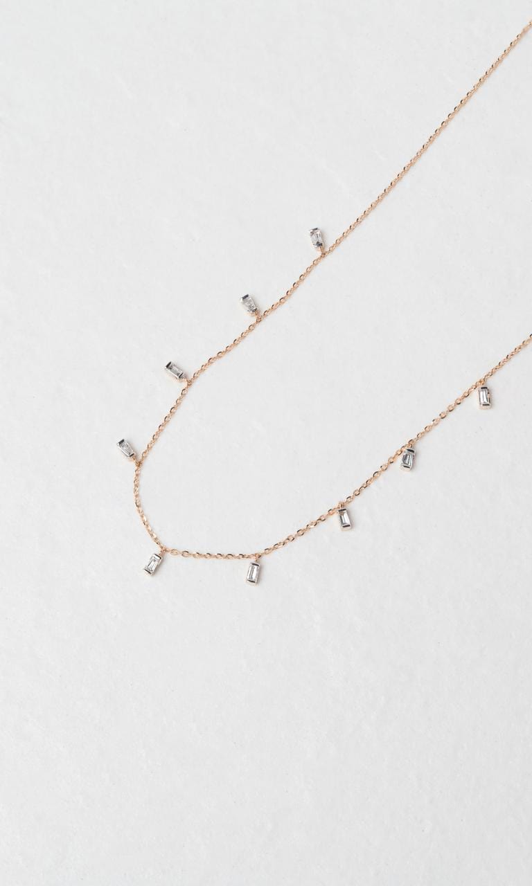 Hogans Family Jewellers 18K RG 0.26ct TDW Baguette Cut Diamond Necklace
