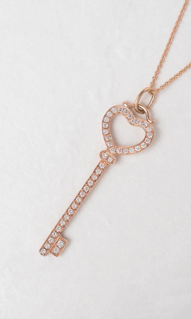 Hogans Family Jewellers 18K RG 0.36ct TDW Round Brilliant Cut Diamond Key Pendant