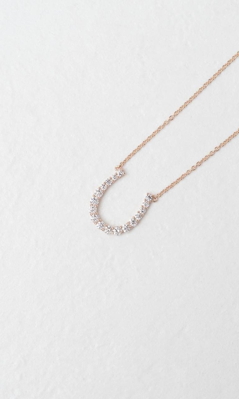 Hogans Family Jewellers 18K RG 0.522ct TDW Round Brilliant Cut Diamond Horseshoe Necklace
