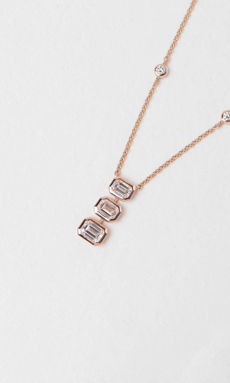 Hogans Family Jewellers 18K RG 1.52ct TDW Emerald Cut Diamond Necklace