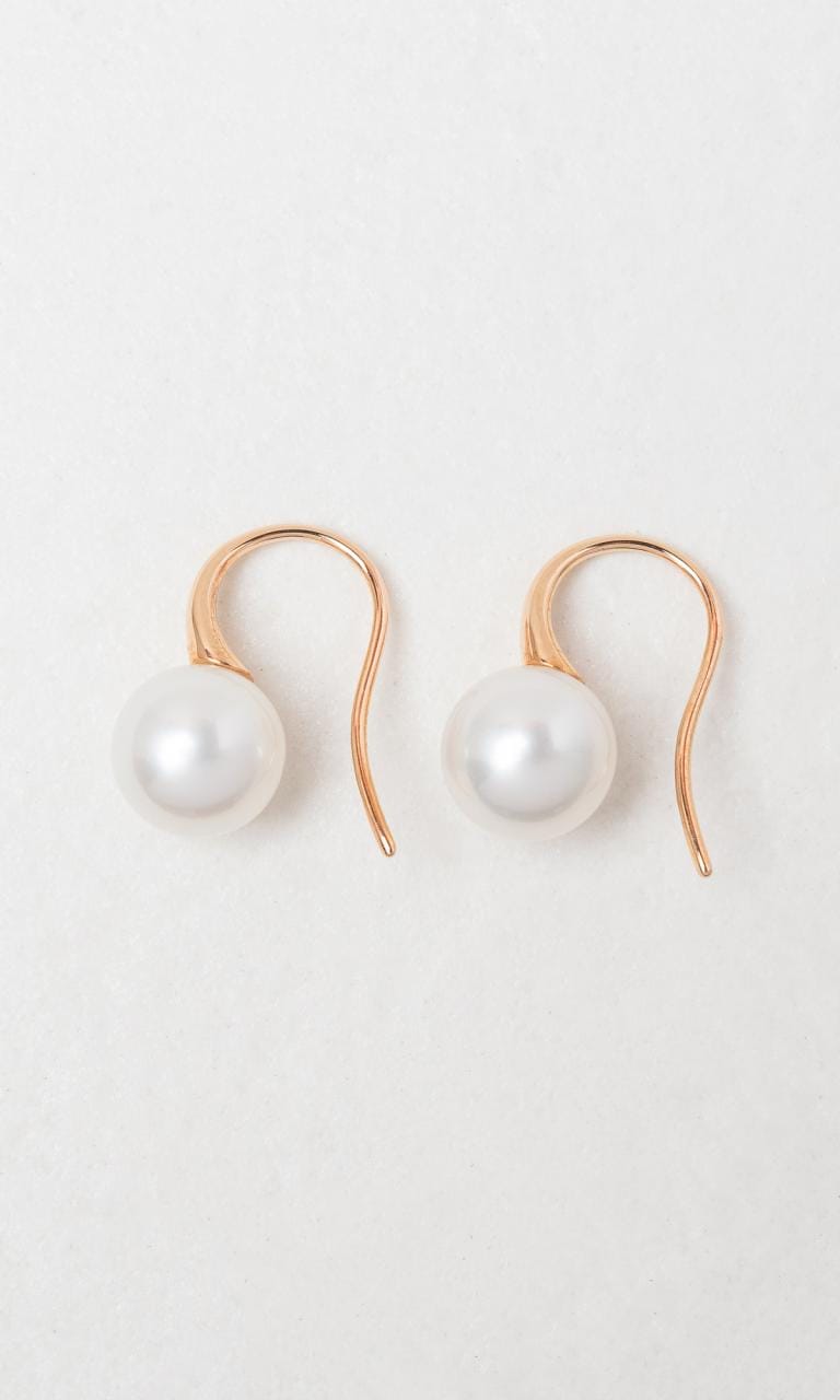 Hogans Family Jewellers 18K RG 9mm South Sea Pearl Shepherd Hook Earrings