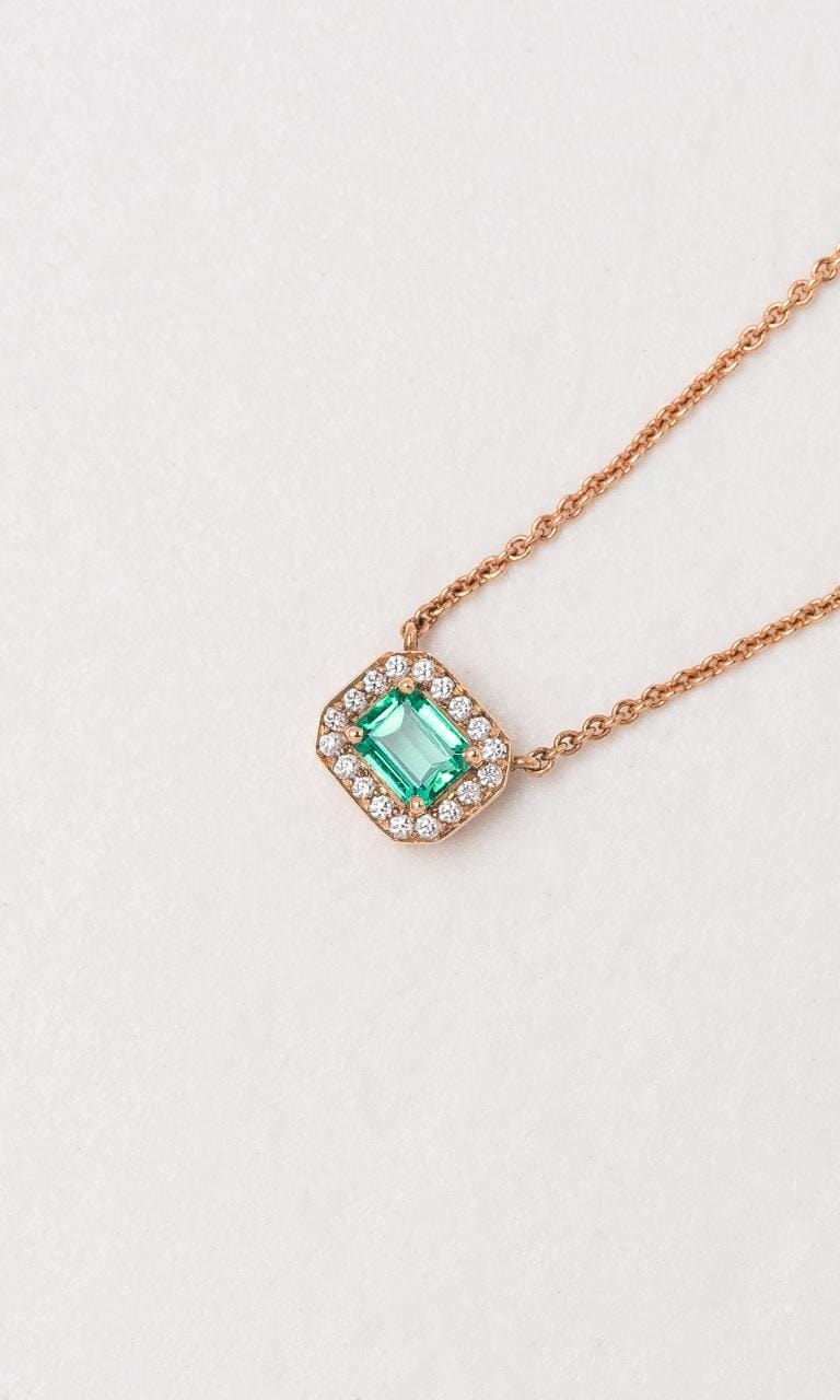 Hogans Family Jewellers 18K RG Columbian Emerald Necklace