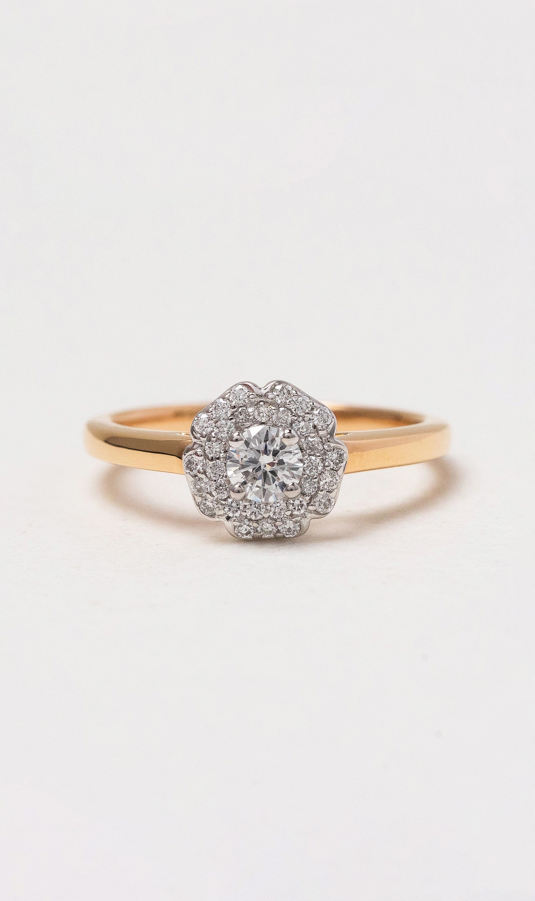 Hogans Family Jewellers 18K RG Floral Halo Diamond Ring