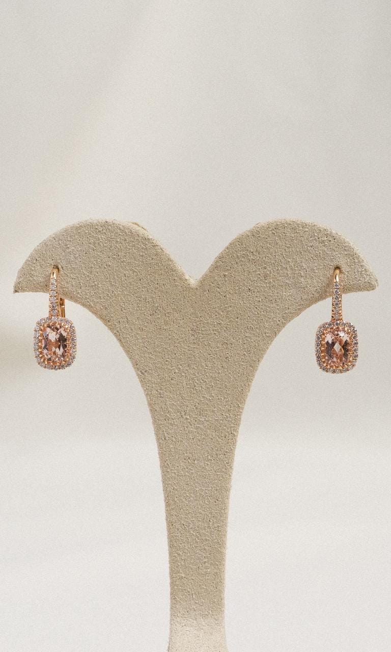 Hogans Family Jewellers 18K RG Morganite Drop Earrings