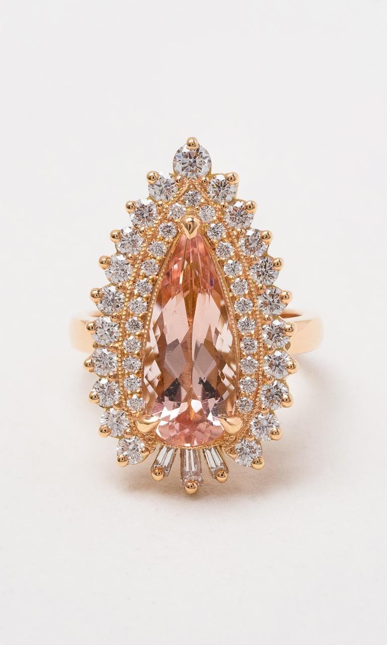 Hogans Family Jewellers 18K RG Pear Morganite Dress Ring