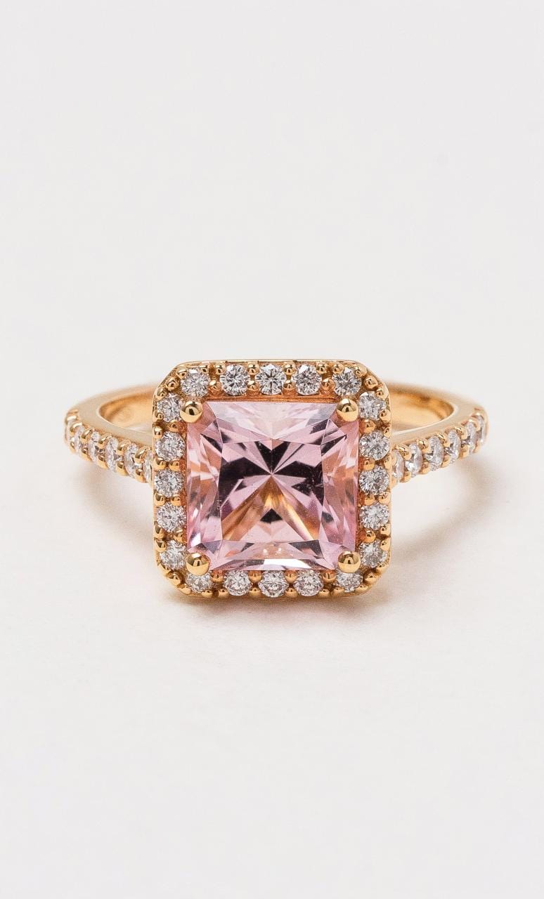 Hogans Family Jewellers 18K RG Pink Tourmaline Square Radiant Dress Ring