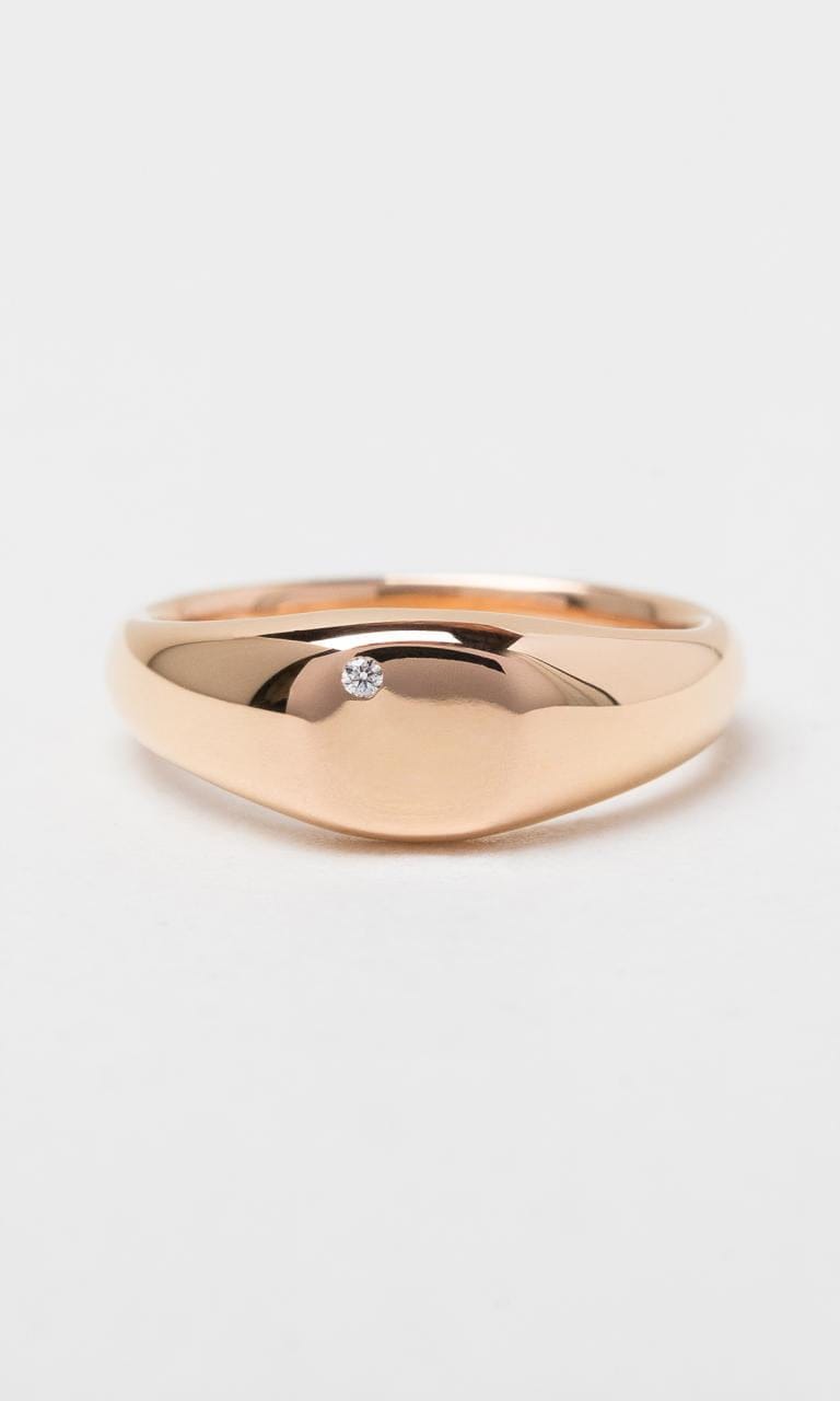 Hogans Family Jewellers 18K RG Round Brilliant Cut Cushion Signet Ring