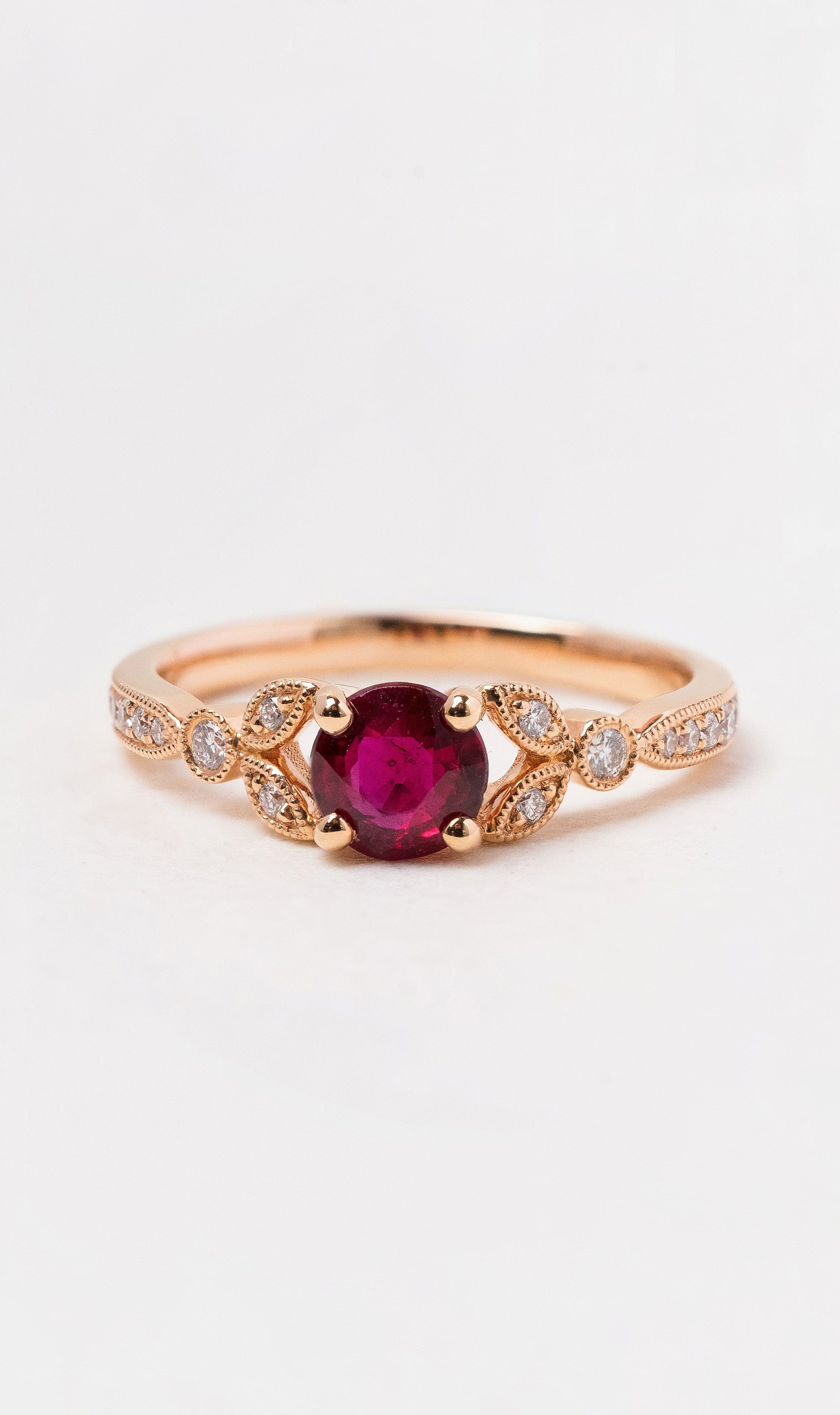 Hogans Family Jewellers 18K RG Round Ruby Ring