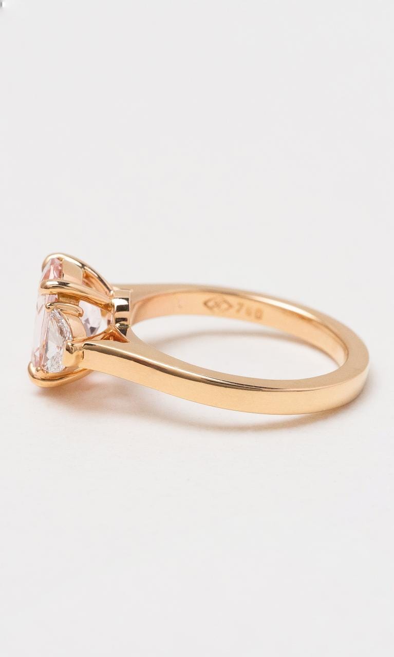 Hogans Family Jewellers 18K RG Trilogy Morganite & Diamond Dress Ring