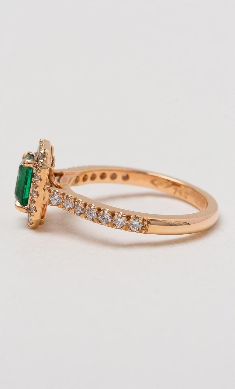 Hogans Family Jewellers 18K RG Zambian Emerald & Diamond Ring