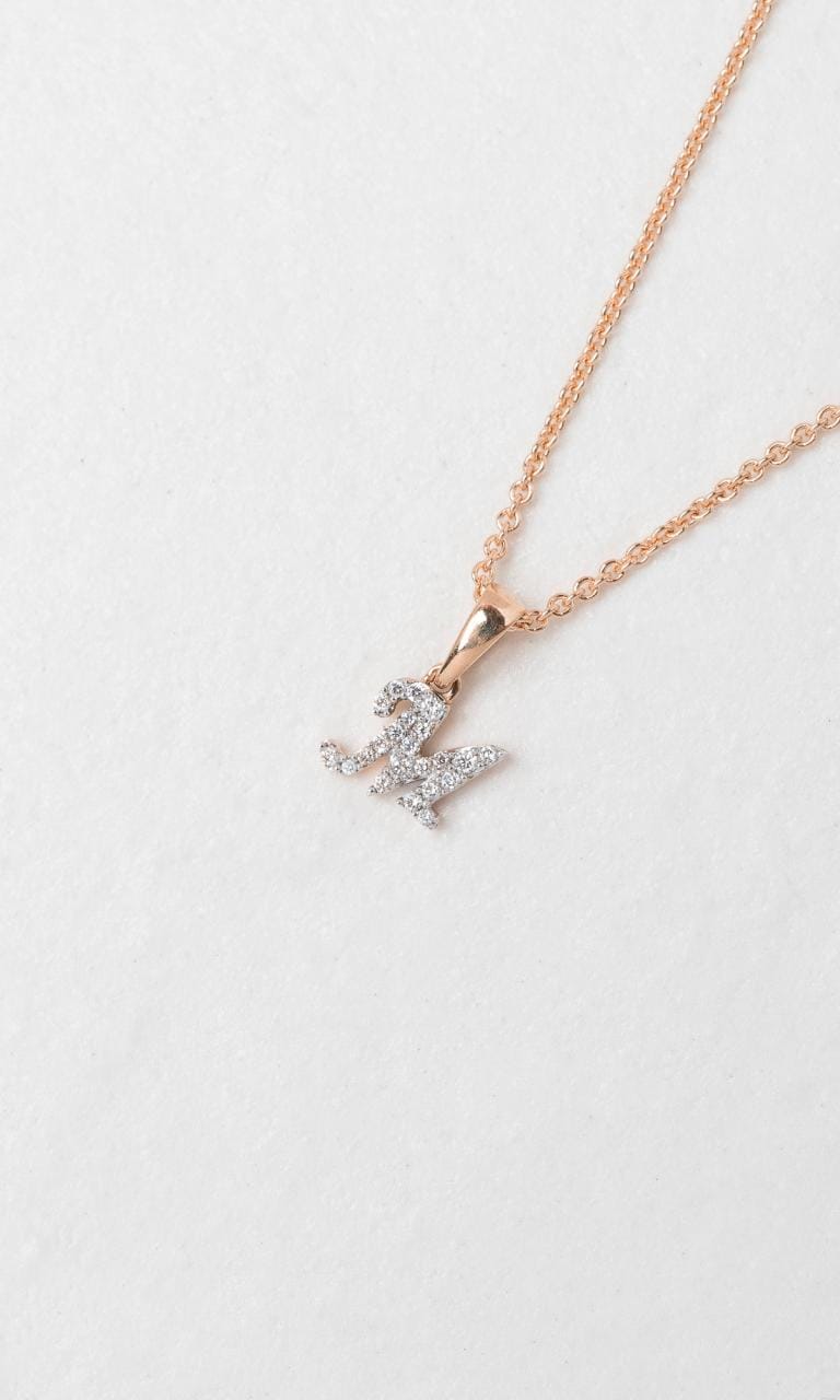 Hogans Family Jewellers 18K RWG 0.07ct TDW 'M' Initial Diamond Set Pendant