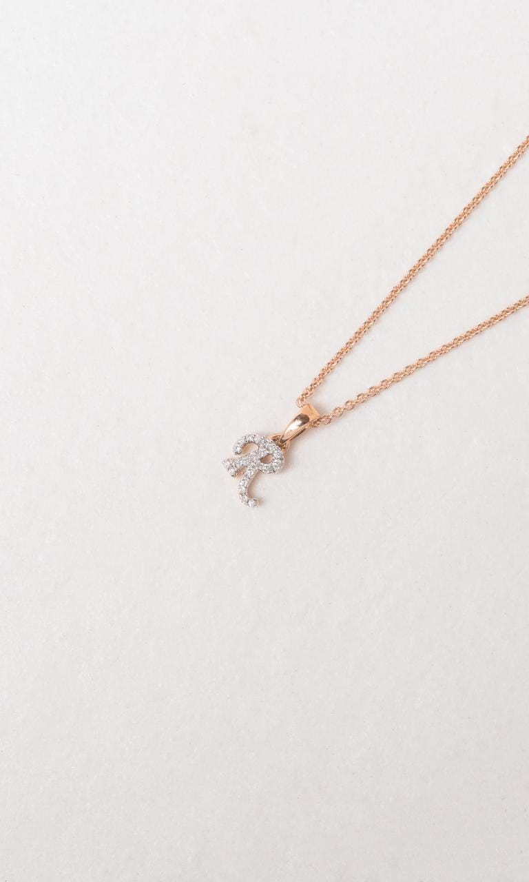 Hogans Family Jewellers 18K RWG 0.07ct TDW 'R' Initial Diamond Set Pendant