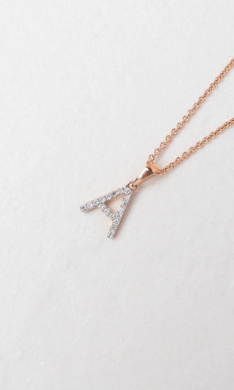 Hogans Family Jewellers 18K RWG 0.09ct TDW 'A' Initial Diamond Set Pendant