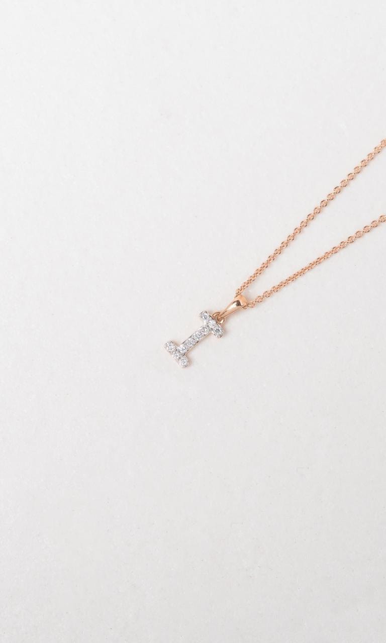 Hogans Family Jewellers 18K RWG 0.09ct TDW 'I' Initial Diamond Set Pendant