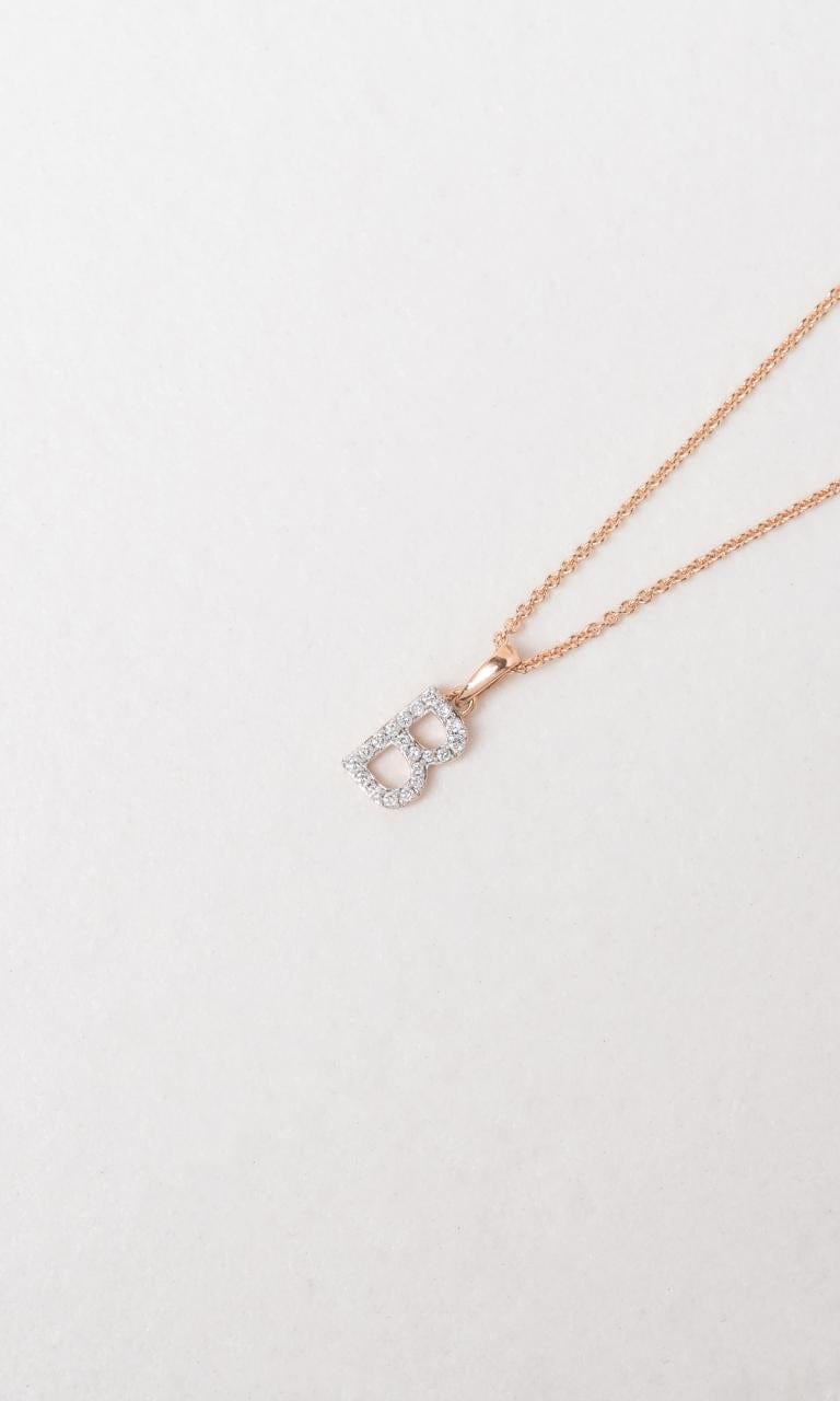 Hogans Family Jewellers 18K RWG 0.10ct TDW 'B' Initial Diamond Set Pendant
