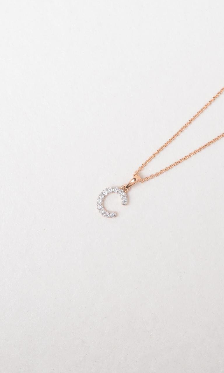 Hogans Family Jewellers 18K RWG 0.10ct TDW 'C' Initial Diamond Set Pendant