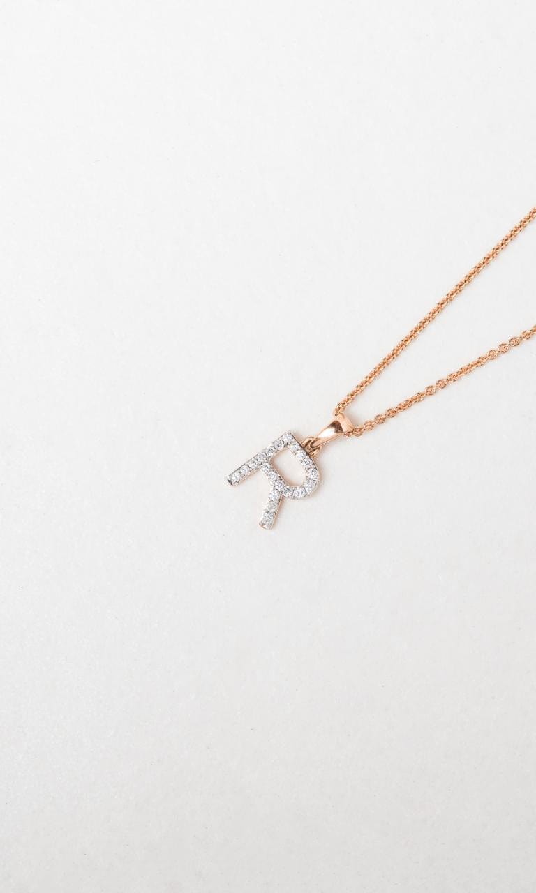 Hogans Family Jewellers 18K RWG 0.10ct TDW 'R' Initial Diamond Set Pendant