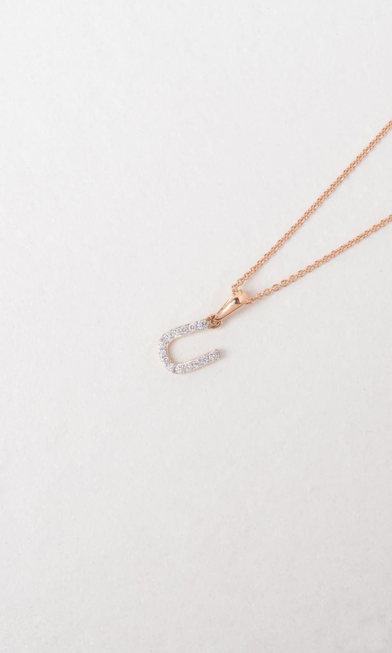 Hogans Family Jewellers 18K RWG 0.10ct TDW 'U' Initial Diamond Set Pendant