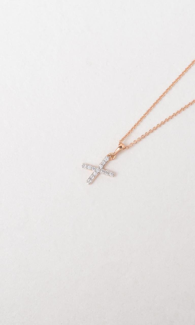 Hogans Family Jewellers 18K RWG 0.10ct TDW 'X' Initial Diamond Set Pendant