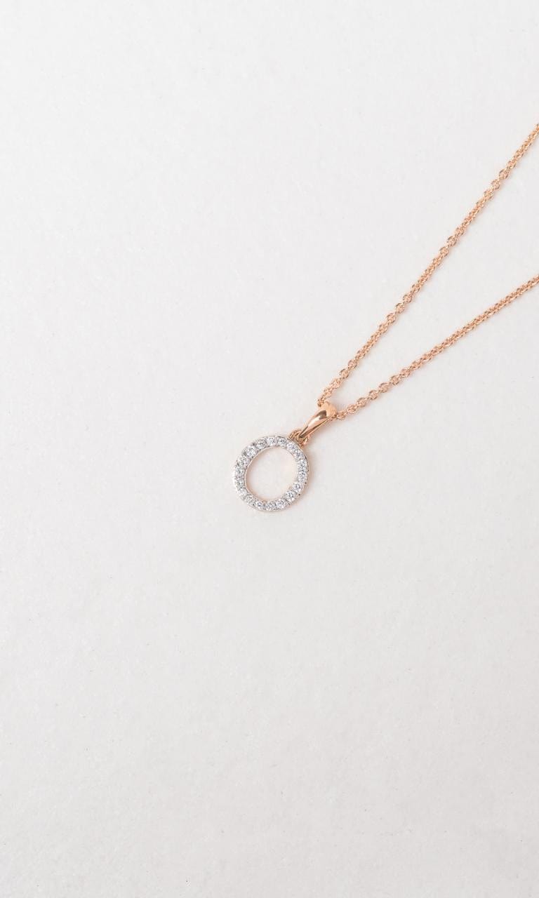Hogans Family Jewellers 18K RWG 0.11ct TDW 'O' Initial Diamond Set Pendant