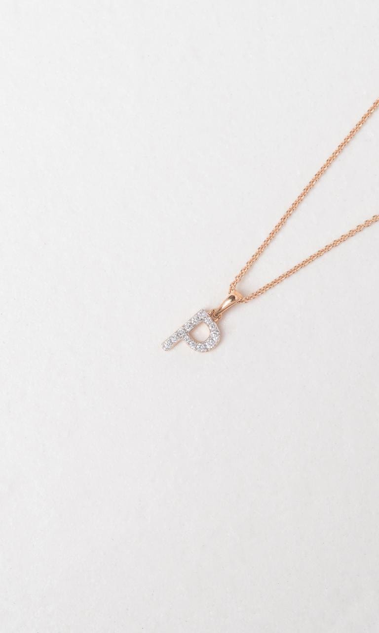 Hogans Family Jewellers 18K RWG 0.11ct TDW 'P' Initial Diamond Set Pendant