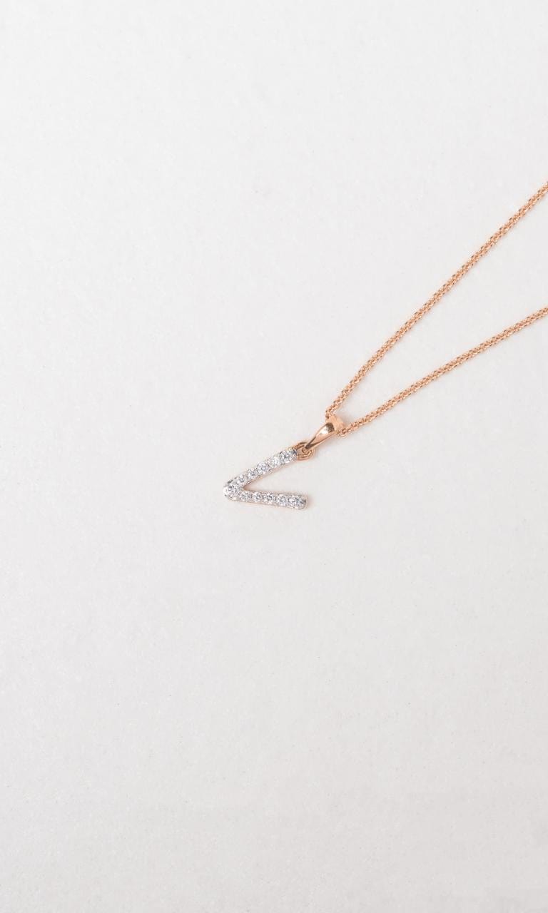 Hogans Family Jewellers 18K RWG 0.11ct TDW 'V' Initial Diamond Set Pendant