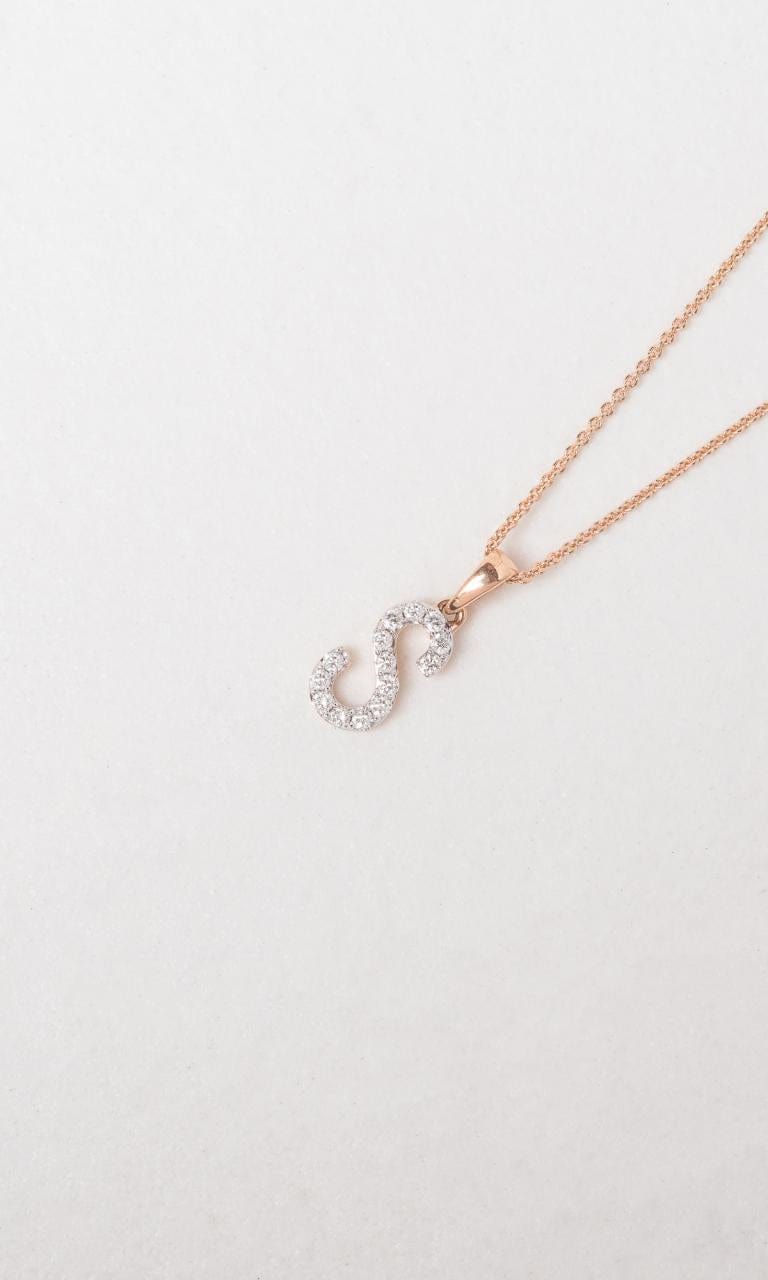 Hogans Family Jewellers 18K RWG 0.23ct TDW 'S' Initial Diamond Set Pendant