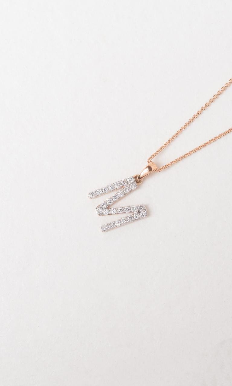 Hogans Family Jewellers 18K RWG 0.44ct TDW 'M' Initial Diamond Set Pendant