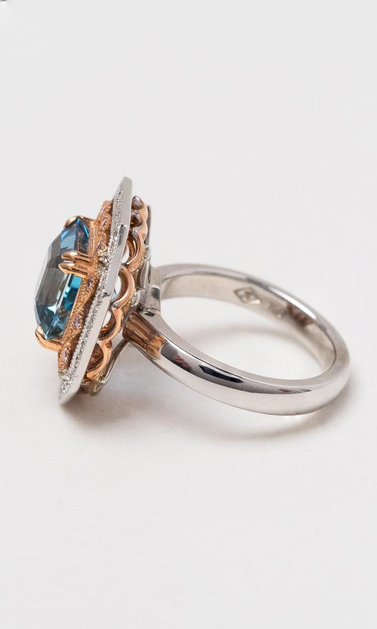 Hogans Family Jewellers 18K RWG African Aquamarine & Diamond Dress Ring