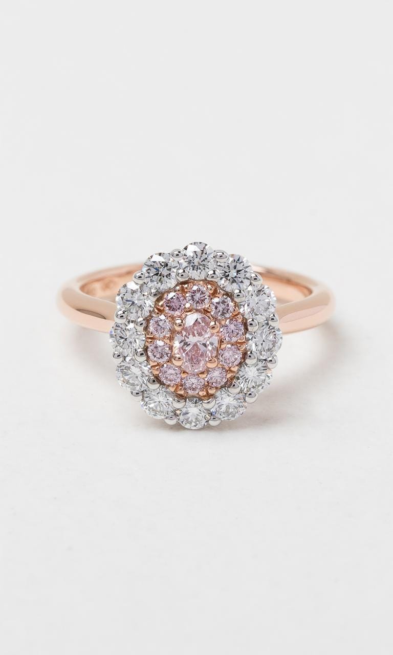 Hogans Family Jewellers 18K RWG Argyle-Certified Oval Cut Pink Diamond Cluster Ring