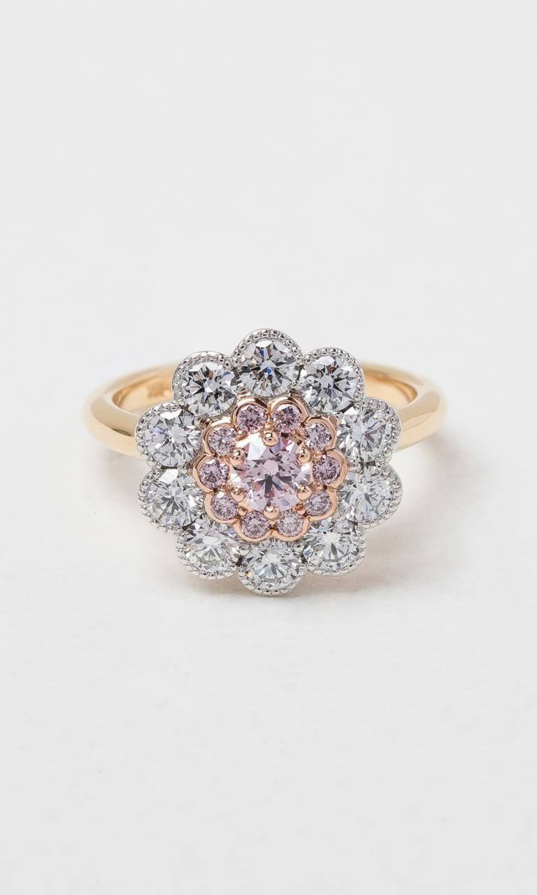 Hogans Family Jewellers 18K RWG Argyle-Certified Round Brilliant Cut Pink Diamond Cluster Ring
