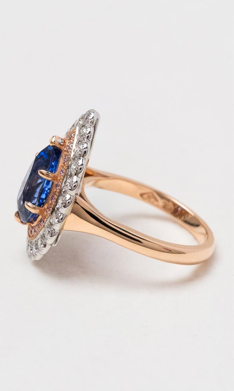 Hogans Family Jewellers 18K RWG Ceylon Sapphire & Diamond Dress Ring