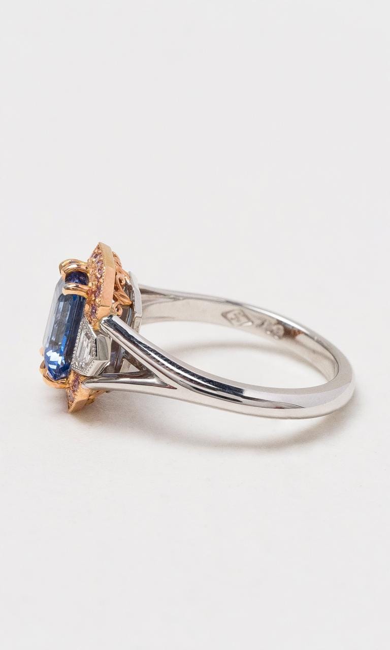 Hogans Family Jewellers 18K RWG Ceylon Sapphire & Pink Diamond Ring