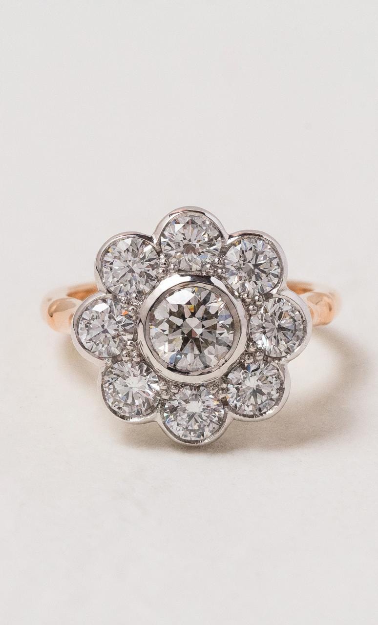 Hogans Family Jewellers 18K RWG Diamond Daisy Cluster Ring