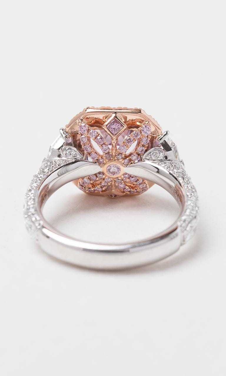 Hogans Family Jewellers 18K RWG Emerald Cut Pink Sapphire & Australian Pink Diamond Cluster Ring