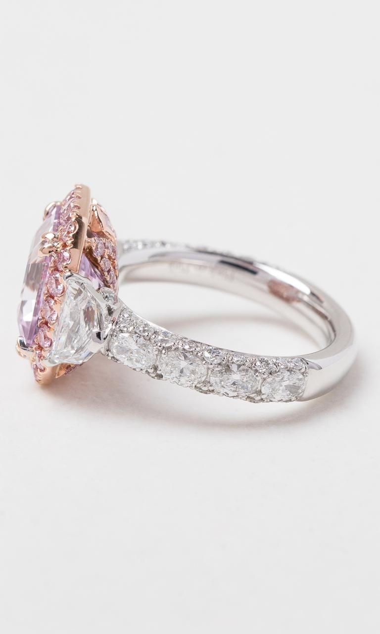 Hogans Family Jewellers 18K RWG Emerald Cut Pink Sapphire & Australian Pink Diamond Cluster Ring