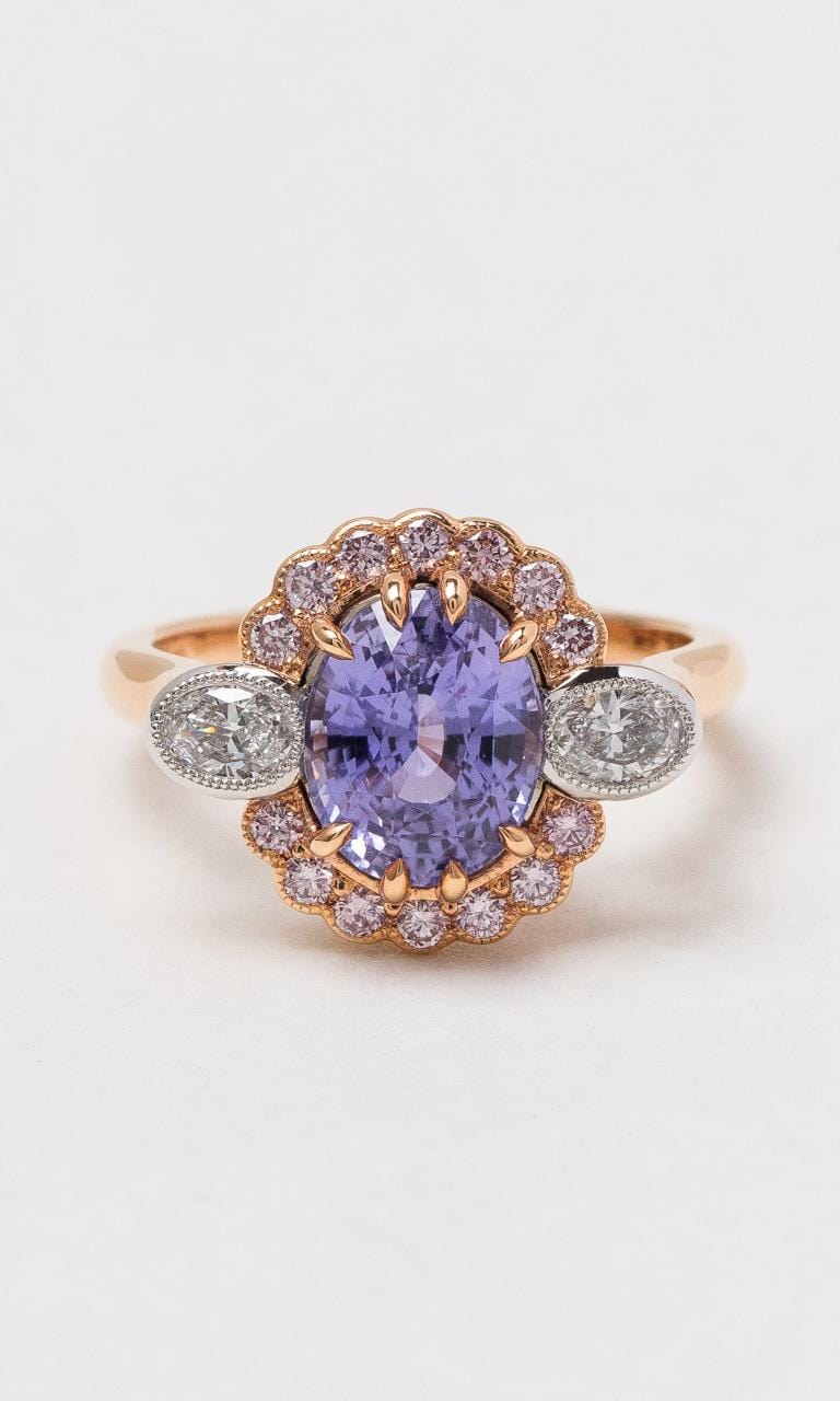 Hogans Family Jewellers 18K RWG Lilac Sri Lankan Sapphire Cluster Ring