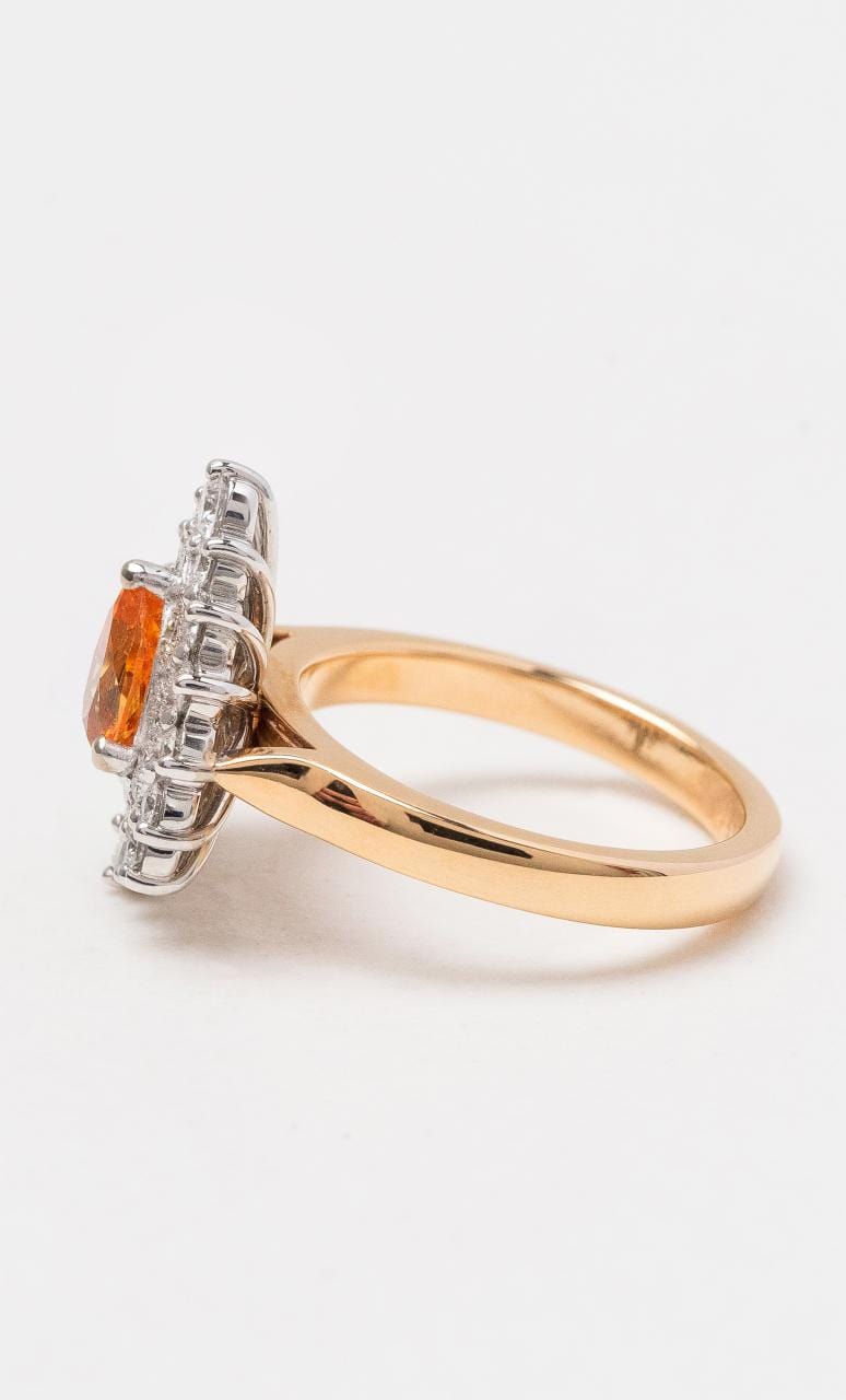 Hogans Family Jewellers 18K RWG Mandarin Garnet & Diamond Dress Ring