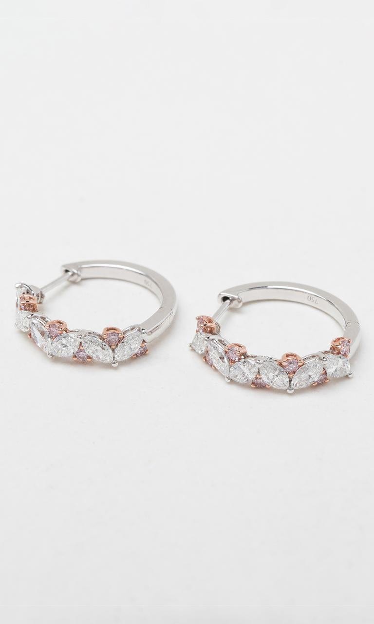 Hogans Family Jewellers 18K RWG Marquise Cut Australian Pink Diamond Huggie Earrings