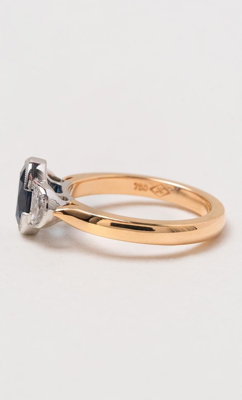 Hogans Family Jewellers 18K RWG Oval Australian Sapphire Trilogy Ring