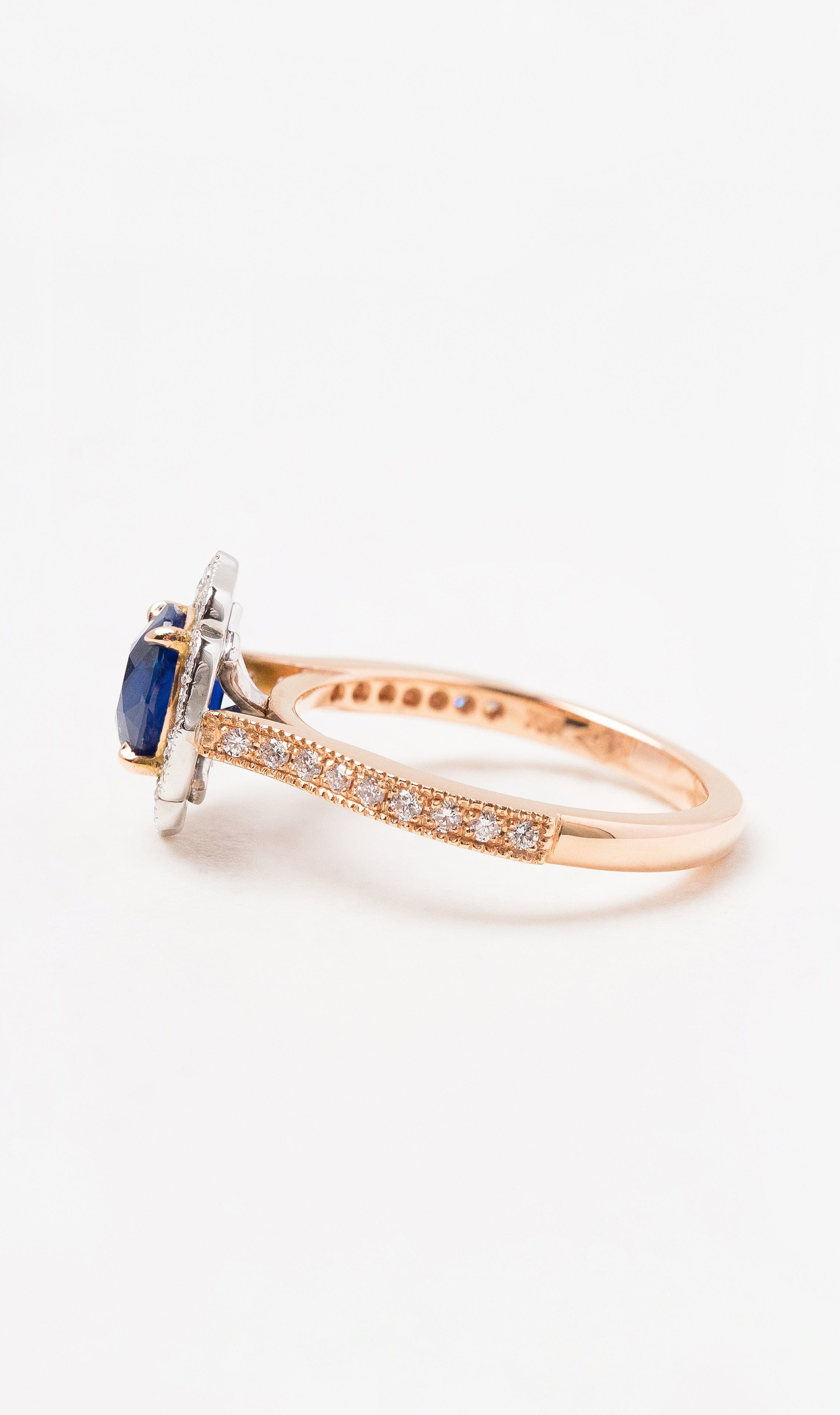 Hogans Family Jewellers 18K RWG Oval Ceylon Sapphire Ring