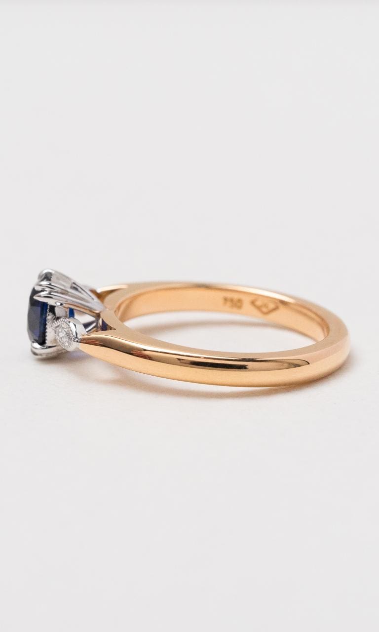Hogans Family Jewellers 18K RWG Oval Ceylon Sapphire Trilogy Ring