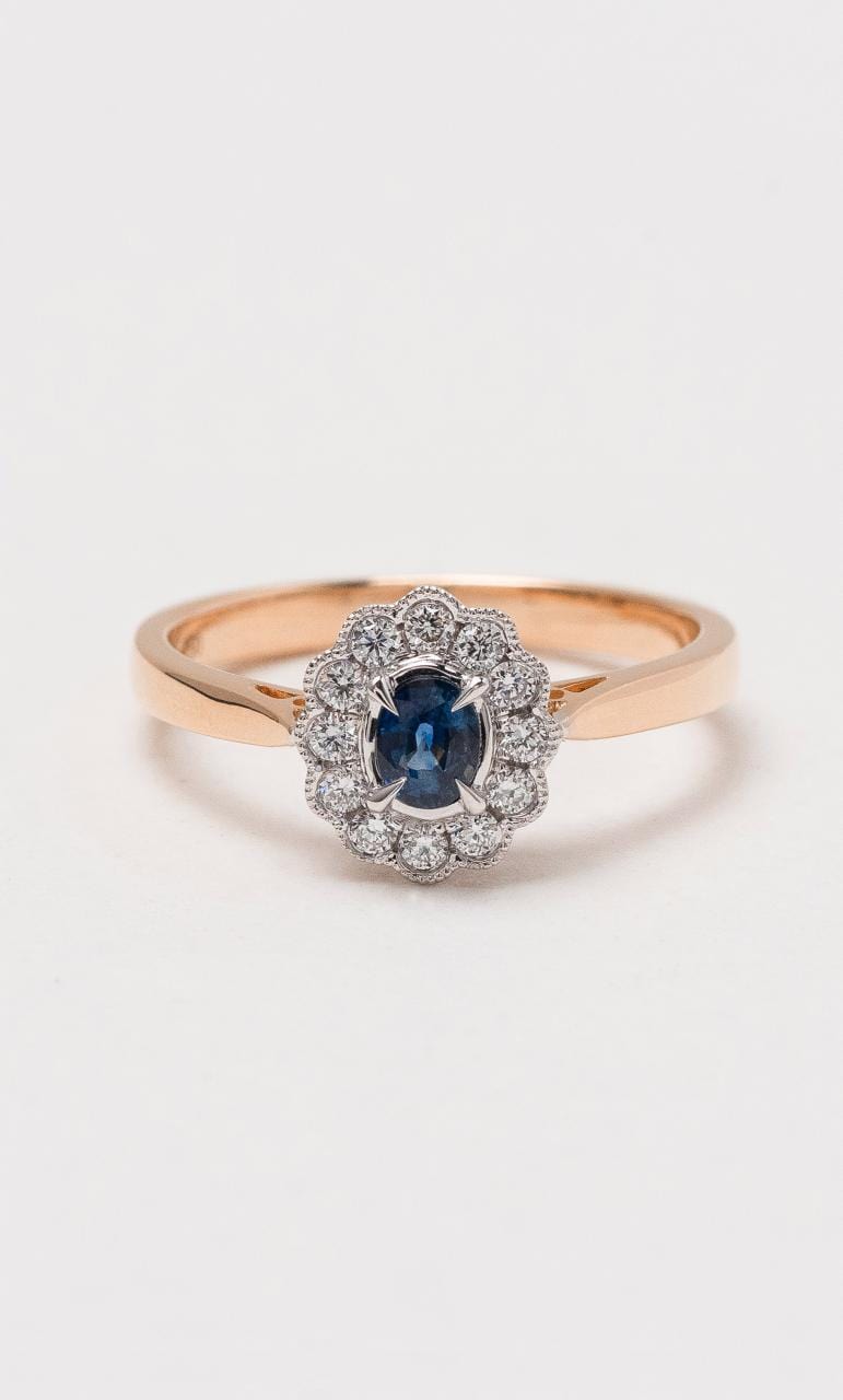 Hogans Family Jewellers 18K RWG Oval Cluster Australian Sapphire Ring