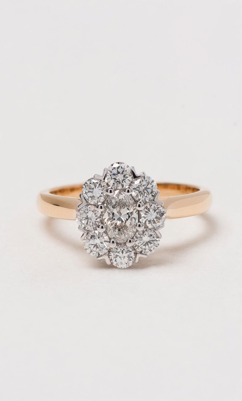 Hogans Family Jewellers 18K RWG Oval Cluster Diamond Ring