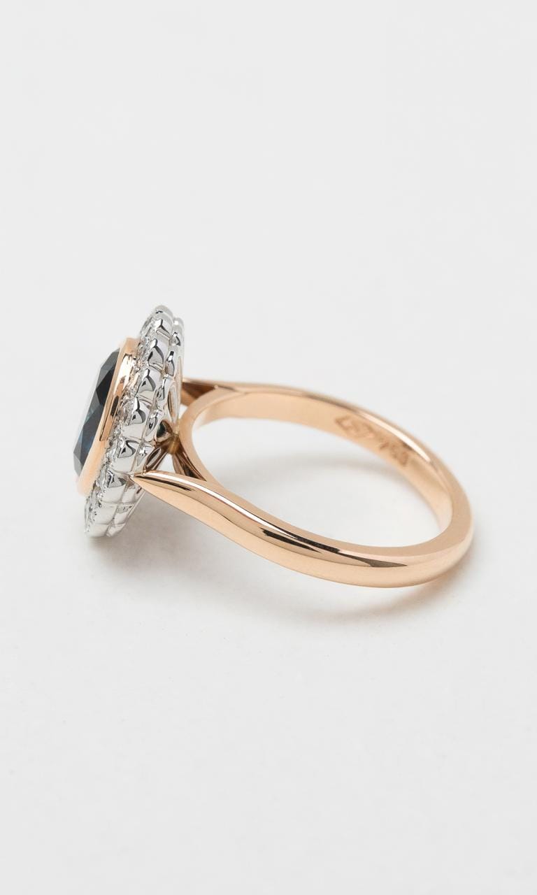 Hogans Family Jewellers 18K RWG Oval Cut Australian Sapphire Halo Ring