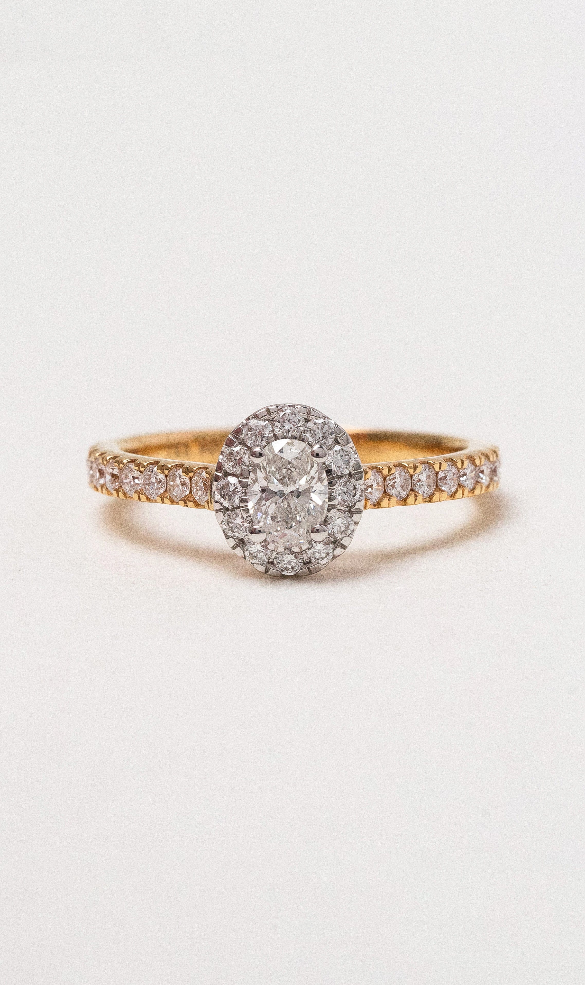 Hogans Family Jewellers 18K RWG Oval Halo Diamond Ring