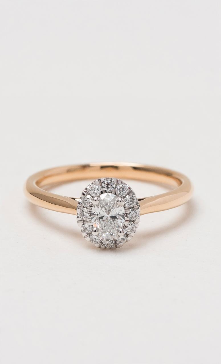 Hogans Family Jewellers 18K RWG Oval Halo Diamond Ring