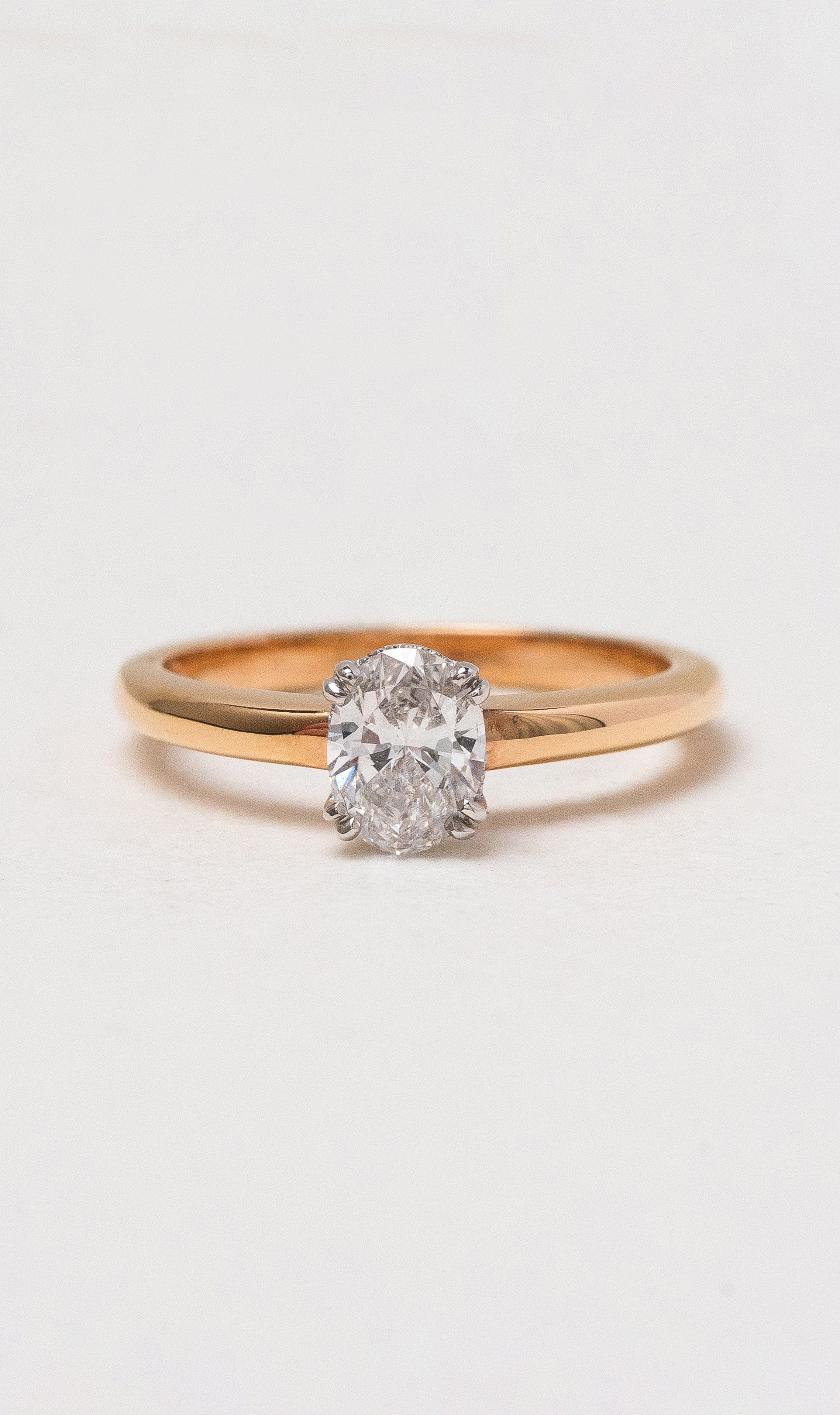 Hogans Family Jewellers 18K RWG Oval Solitaire Diamond Ring