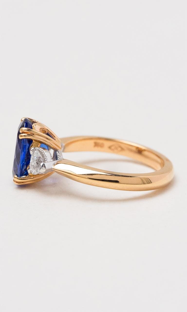 Hogans Family Jewellers 18K RWG Oval Tanzanite & Diamond Trilogy Ring